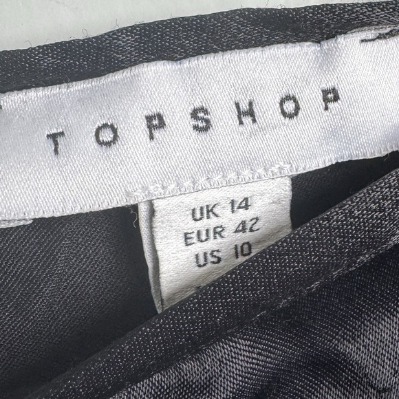 TOPSHOP Womens Size 10 Black Satin Asymmetric Drape Midi Skirt NWT - Picture 3 of 6